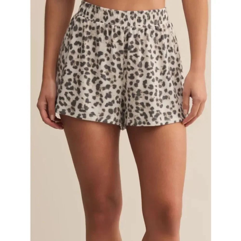 aerie Leopard Print Shorts - Gray & White